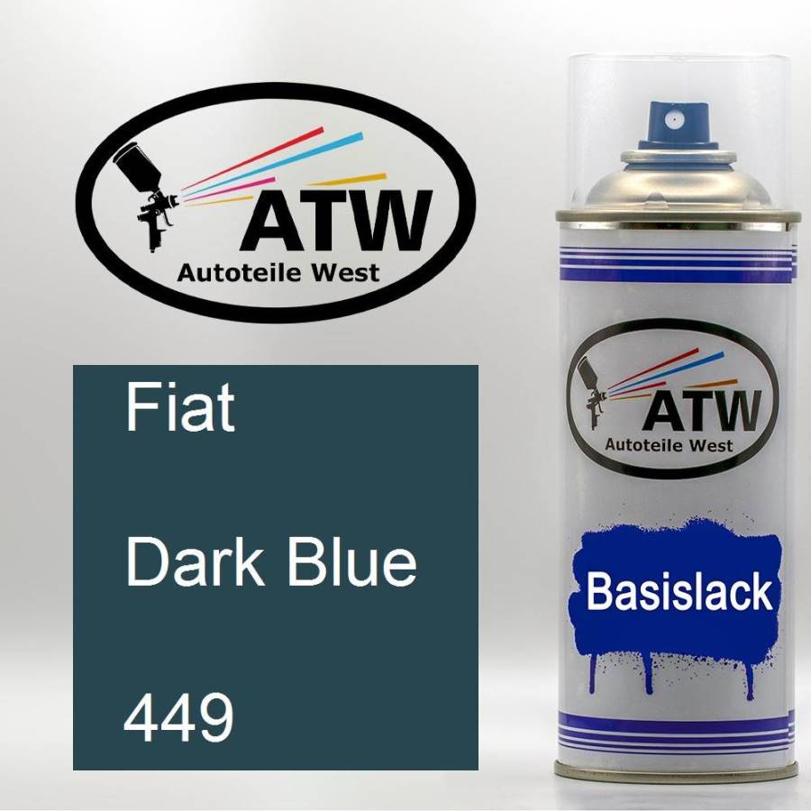 Fiat, Dark Blue, 449: 400ml Sprühdose, von ATW Autoteile West.